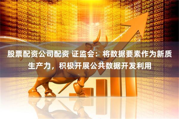 股票配资公司配资 证监会：将数据要素作为新质生产力，积极开展公共数据开发利用